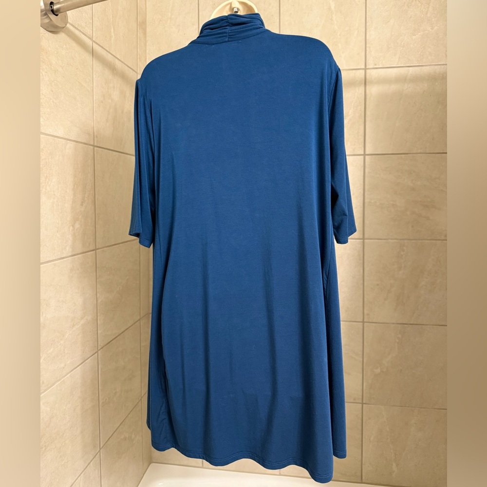WORN ONCE Philosophy faux shawl collar blue duster sweater with pockets, size L - Picture 3 of 7